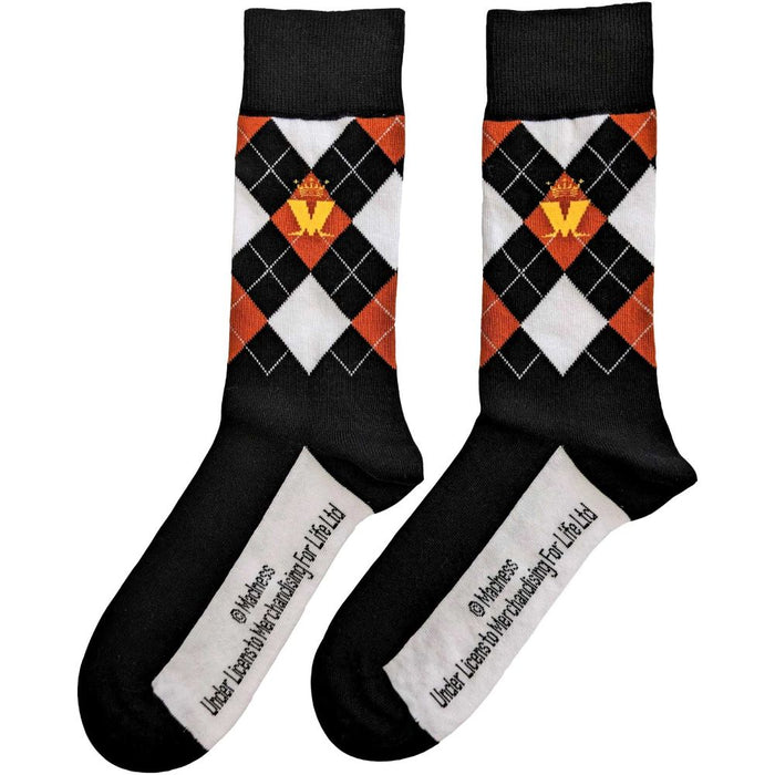 Madness Unisex Ankle Socks: Crown & M Brown Diamond (Uk Size 7 - 11)