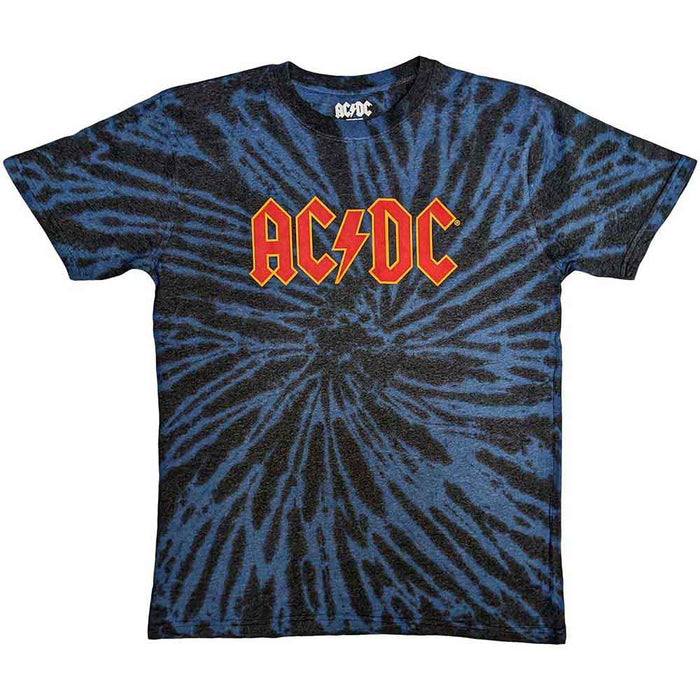 AC/DC Logo Dip-Dye Wash Black & Blue X-Large Unisex T-Shirt