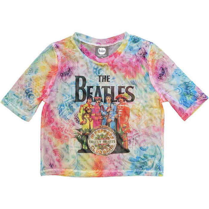The Beatles Sgt Pepper Mesh Cropped Multi-Colour Ladies X-Large T-Shirt