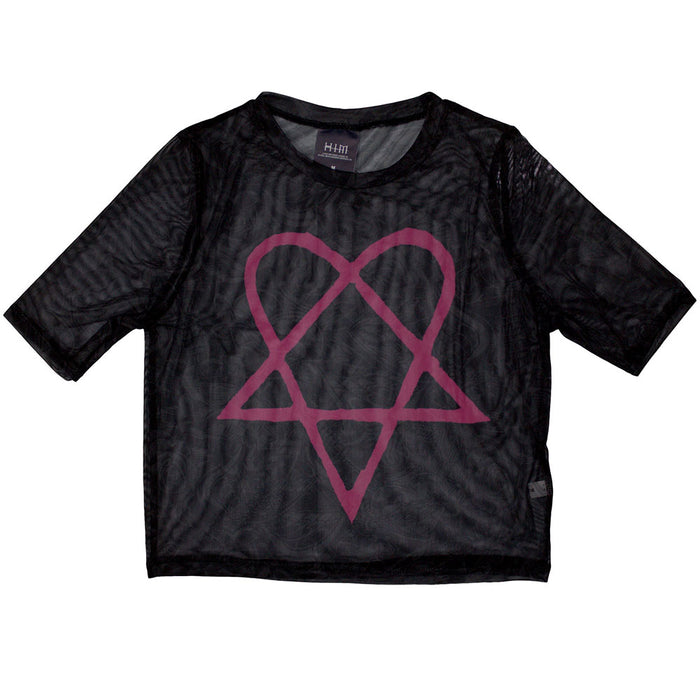 HIM Pink Heartagram X-Large Mesh Crop Top