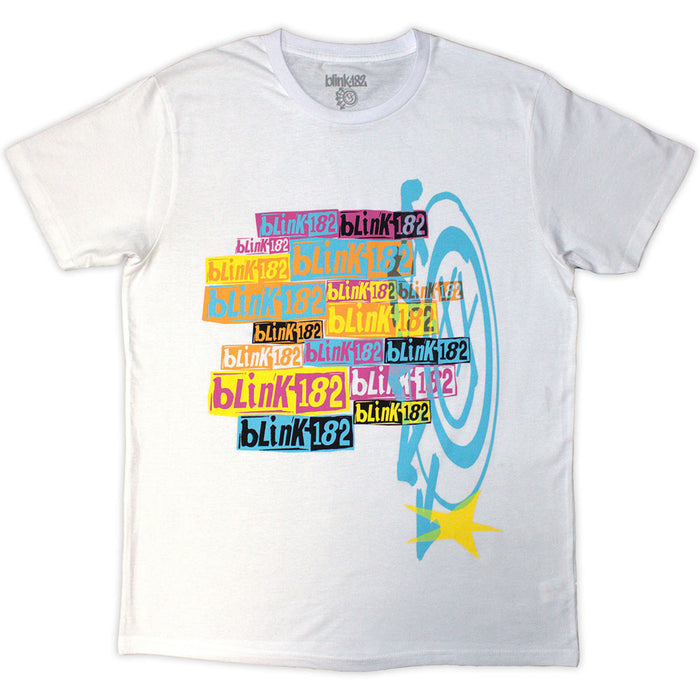 Blink-182 Multi Stacked Logo White Large T-Shirt