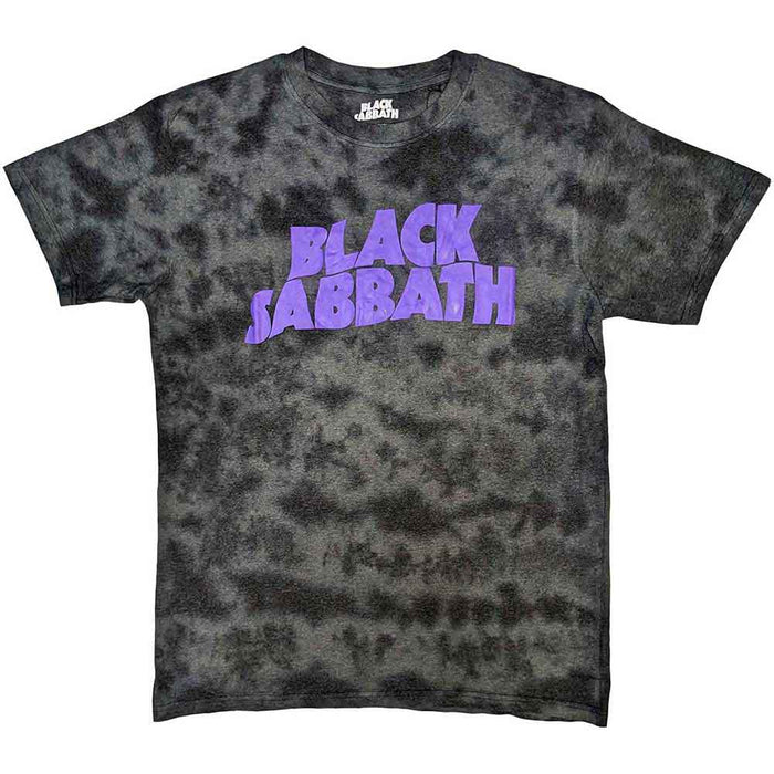 Black Sabbath Wavy Logo Wash Black Large T-Shirt