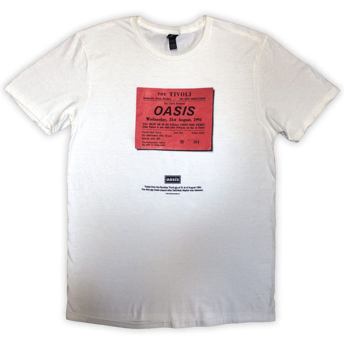 Oasis Definitely Maybe Ticket Stub White Small T-Shirt