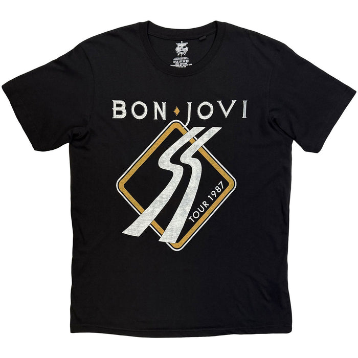 Bon Jovi Tour 87 Road Sign Black XX-Large T-Shirt