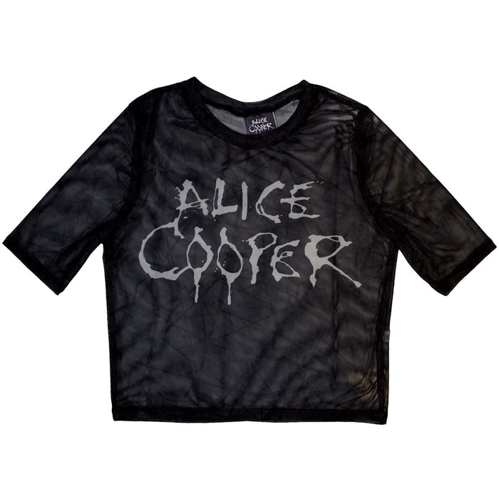Alice Cooper Dripping Logo Mesh Cropped Back Ladies XX-Large T-Shirt