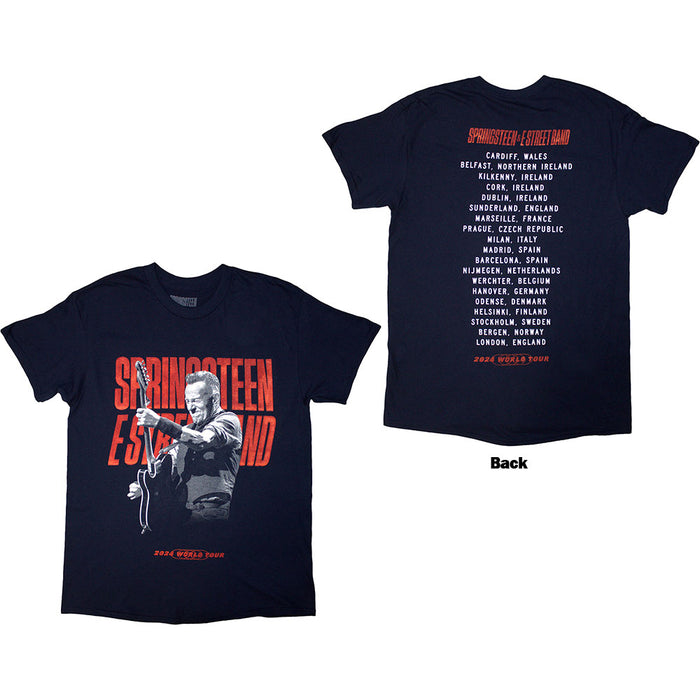 Bruce Springsteen Tour '24 Guitar Photo Navy Blue Medium T-Shirt