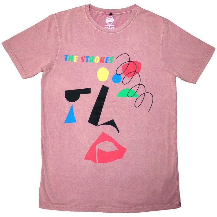 The Strokes Abstract Face Stone Wash Kashmir Red Small T-Shirt