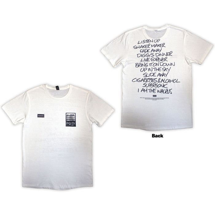 Oasis Definitely Maybe AAA Setlist White X-Large T-Shirt