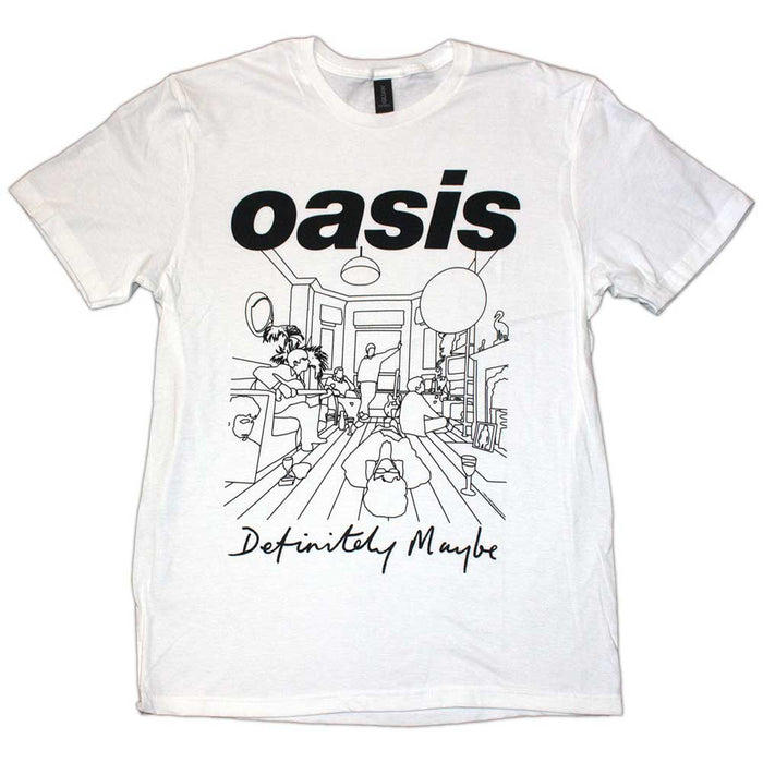 Oasis Definitely Maybe Line Drawing White XX-Large T-Shirt