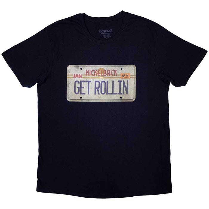 Nickelback Get Rollin Licence Plate Navy Large Unisex T-Shirt