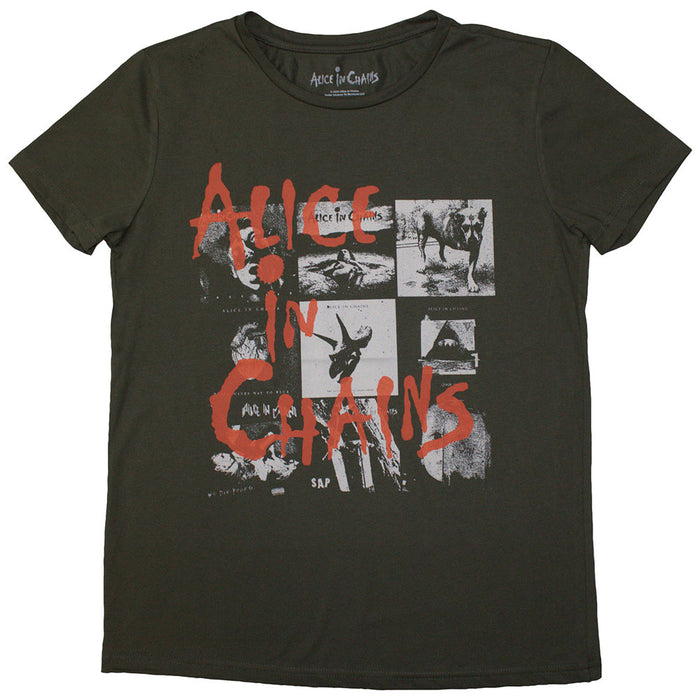Alice In Chains Albums Montage Green Ladies X-Large T-Shirt