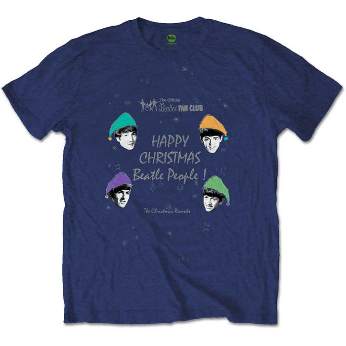 The Beatles Happy Christmas Navy Blue Large T-Shirt