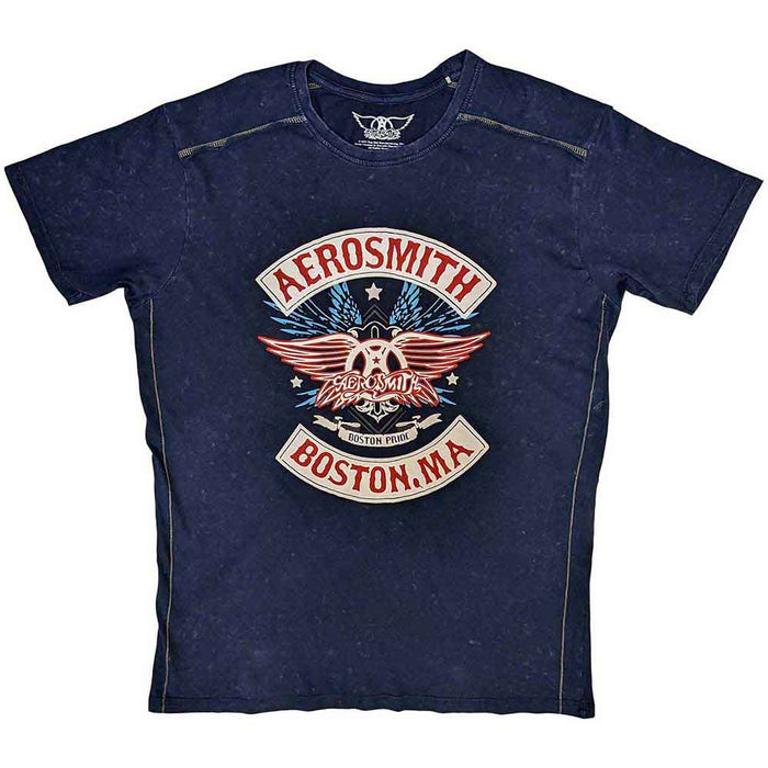 Aerosmith Boston Pride Wash Navy Blue Large T-Shirt