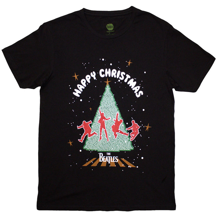 The Beatles Christmas Tree Black Medium T-Shirt