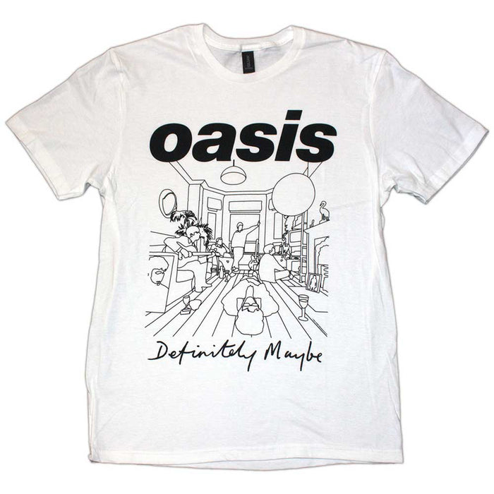 Oasis Definitely Maybe Line Drawing White Medium Unisex T-Shirt