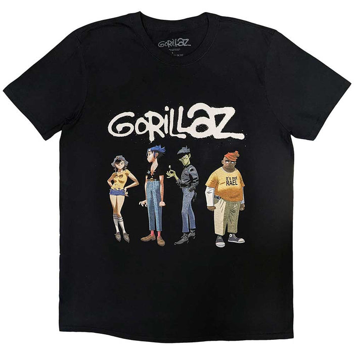 Gorillaz Spray Logo Group Black X-Large T-Shirt
