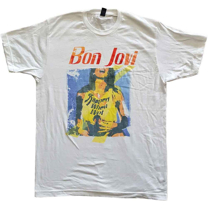 Bon Jovi Slippery When Wet Original Cover White XL T-Shirt