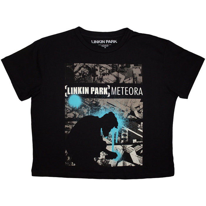 Linkin Park Meteora Drip Collage Cropped Black Ladies Small T-Shirt