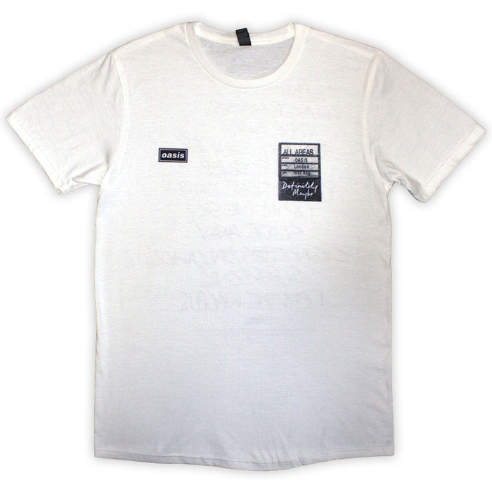 Oasis Definitely Maybe AAA Setlist White Large T-Shirt