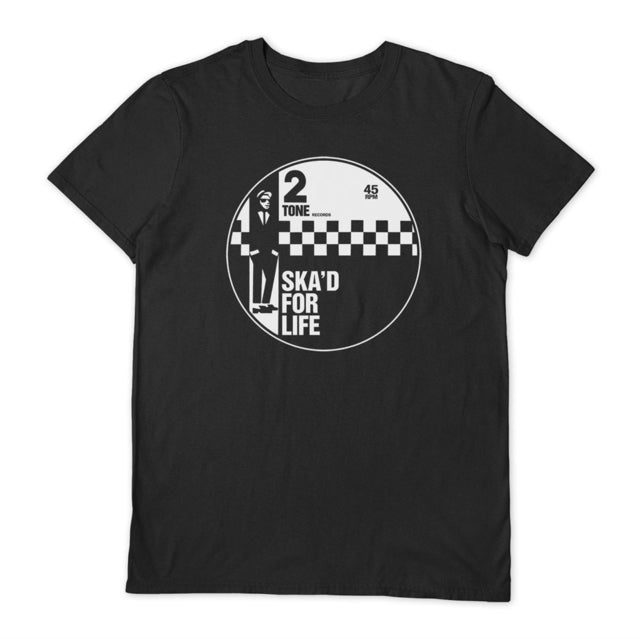 2 TONE Ska'd For Life Black Large Unisex T-Shirt