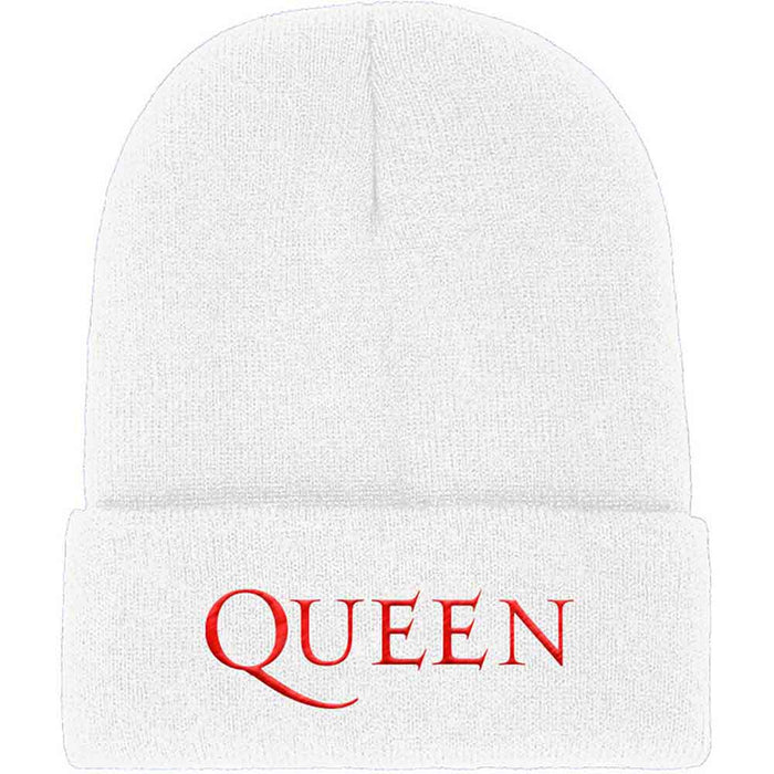 Queen Logo White Beanie Hat