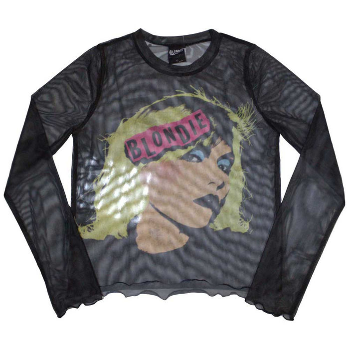 Blondie Punk Poster Mesh Long Sleeve Small Ladies Crop Top T-Shirt