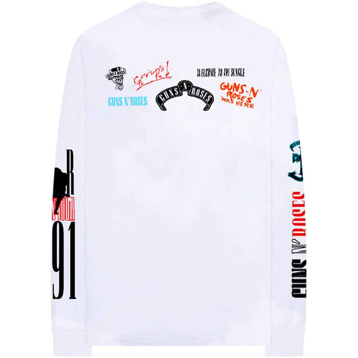 Guns N Roses Motocross Logo White XX-Large Long Sleeved T-Shirt