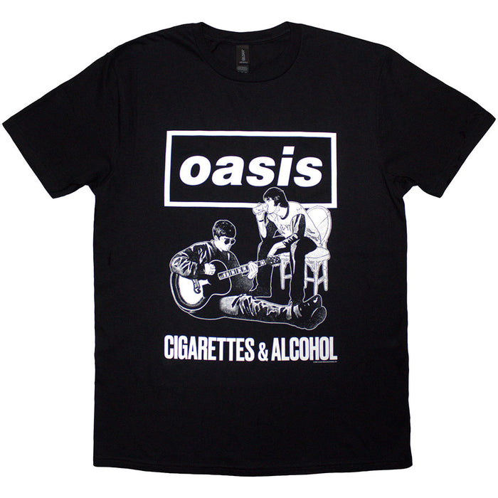 Oasis Cigarettes & Alcohol Illustration Mono Black Medium T-Shirt