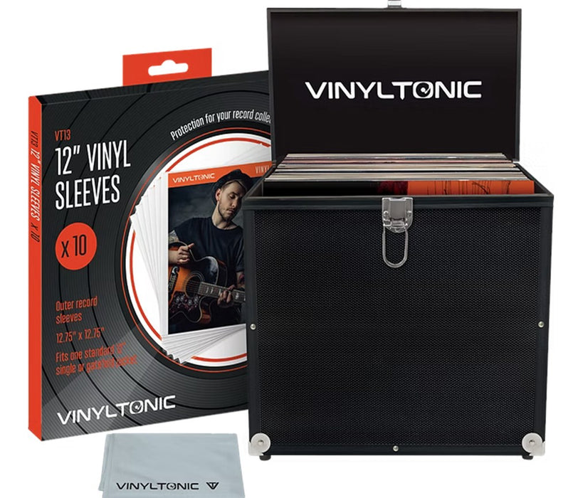 Vinyl Record Storage Case By Vinyl Tonic Black Colour