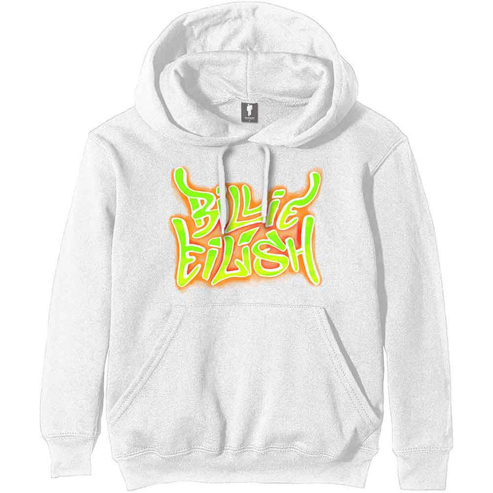 Billie Eilish Airbrush Flames White XXX-Large Hoodie