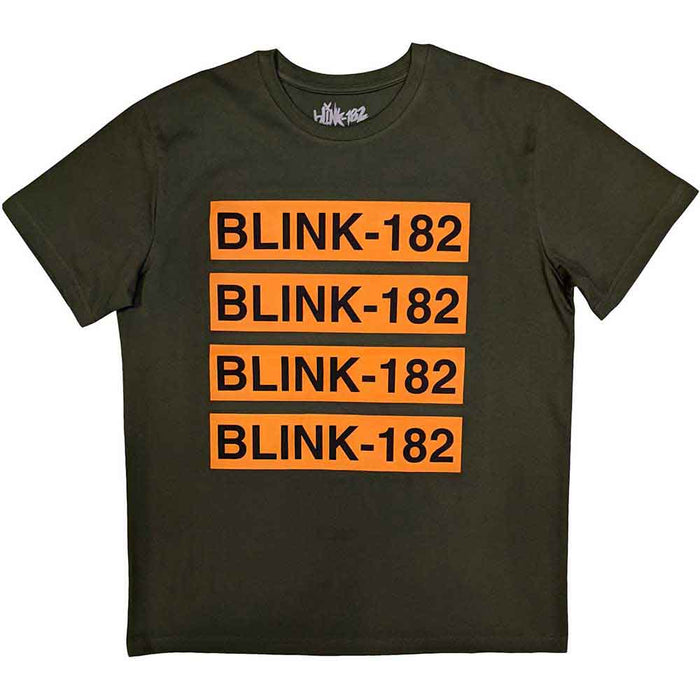 Blink 182 Logo Repeat Green Small Unisex T-Shirt