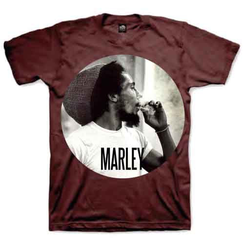 Bob Marley Smokin Circle Brown Large Unisex T-Shirt