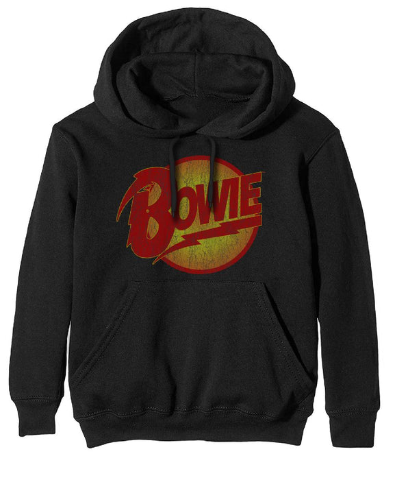 Bowie Vintage Diamond Dogs Logo Black Large Unisex Hoodie