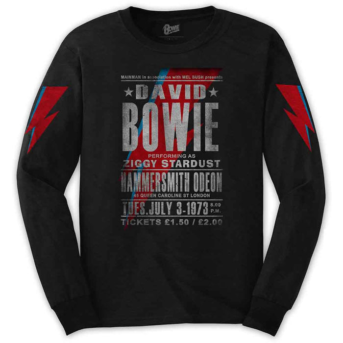 Bowie Hammersmith Odeon Black Large Unisex Long Sleeve T-Shirt