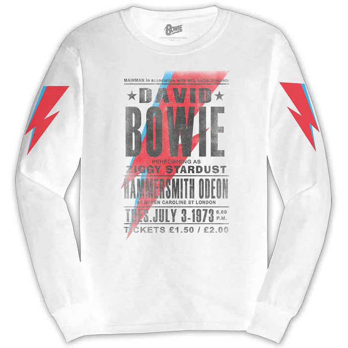 Bowie Hammersmith Odeon White Large Unisex Long Sleeve T-Shirt