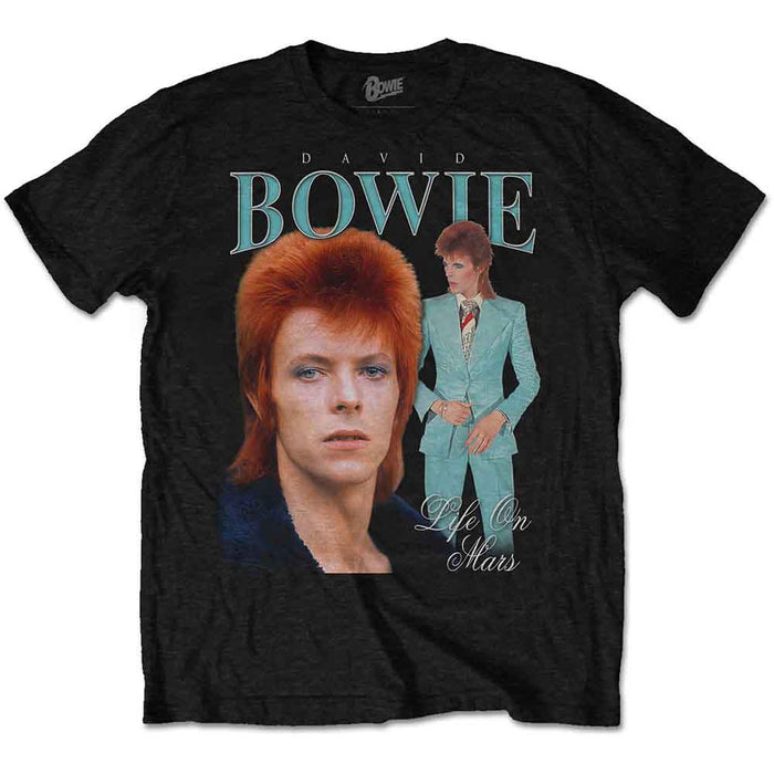 Bowie Life On Mars Homage Black Large Unisex T-Shirt