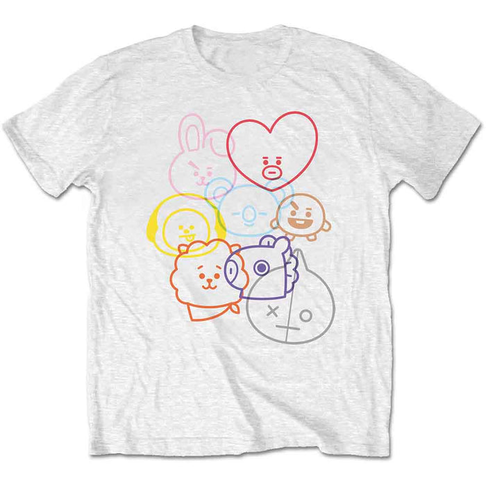 BT21 Faces White Large Unisex T-Shirt