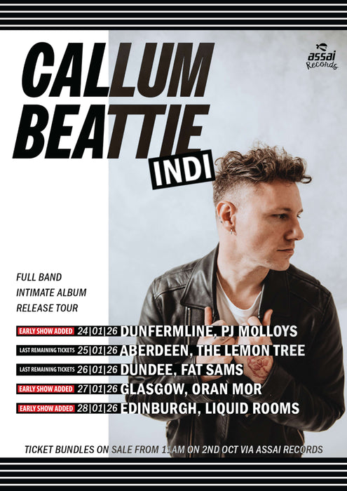 Callum Beattie INDI Liquid Room Edinburgh Early Ticket Bundle Wednesday 28th January 2026