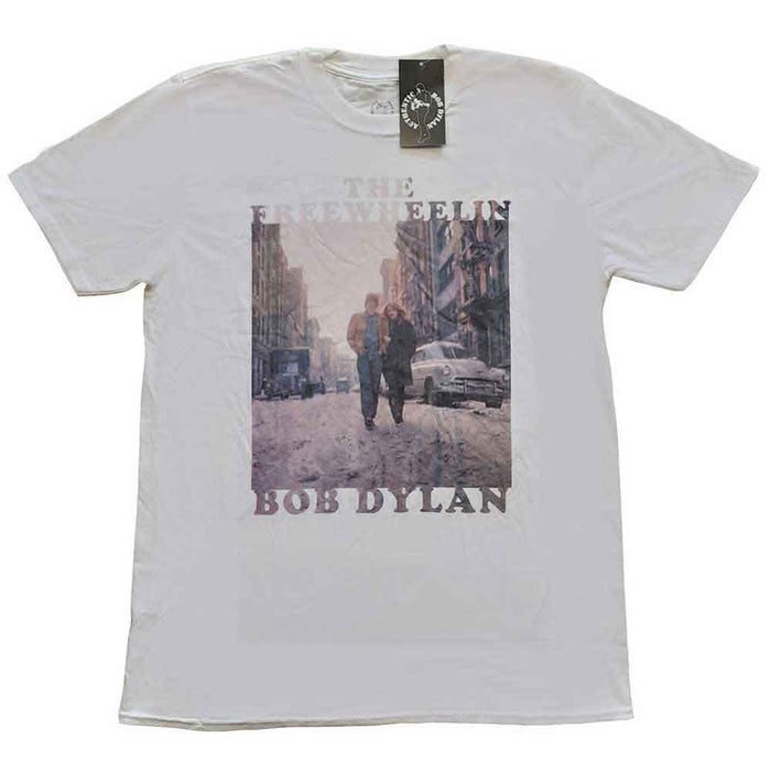 Bob Dylan The Freewheelin' White Large Unisex T-Shirt