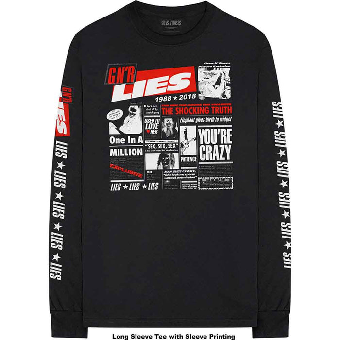 Guns N Roses Lies Cover Black XXL Unisex Long Sleeved T-Shirt