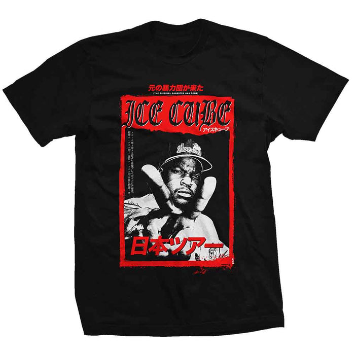 Ice Cube Kanji Peace Sign Black Large Unisex T-Shirt