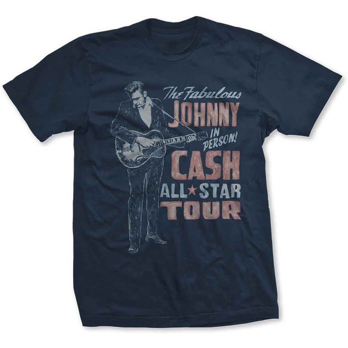 Johnny Cash All Star Tour Navy Large Unisex T-Shirt