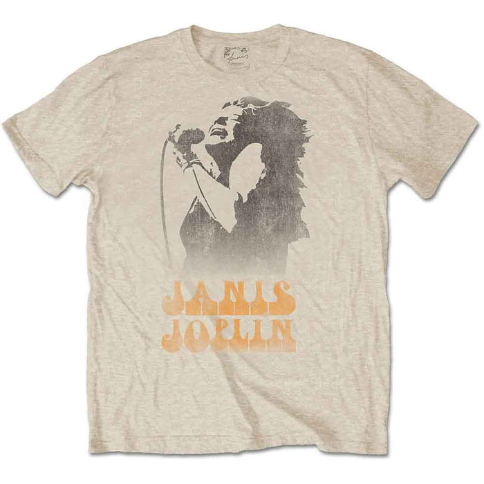 Janis Joplin Working The Mic Sand X-Large Unisex T-Shirt