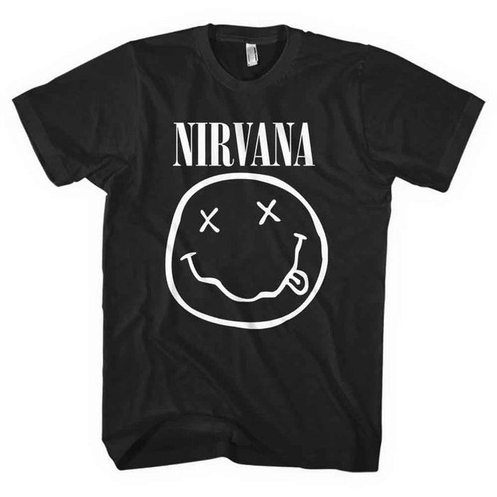 Nirvana White Smiley Black Large Unisex T-Shirt