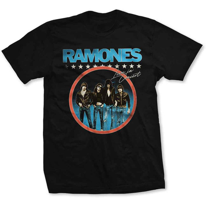 Ramones Circle Photo Black Large Unisex T-Shirt