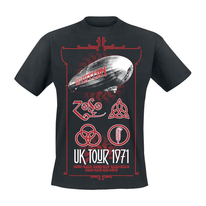 Led Zeppelin UK Tour 1971 T Shirt Mens Black Small New