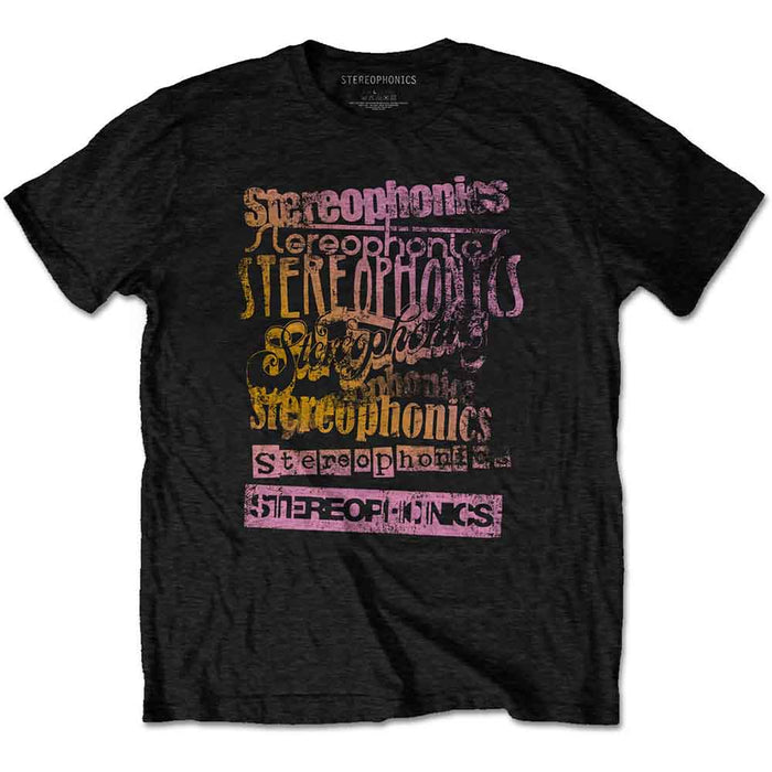 Stereophonics Logos Black Large Unisex T-Shirt