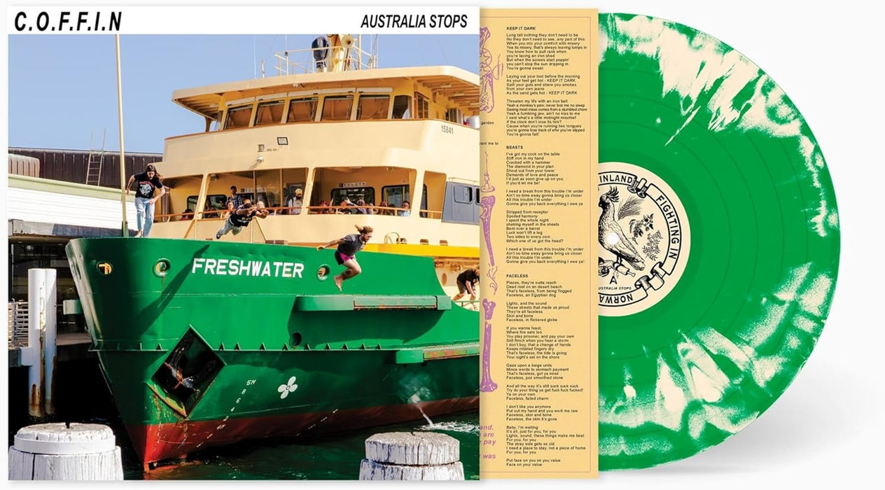 C.O.F.F.I.N Australia Stops Vinyl LP Green & Bone Swirl Colour Due Out 24/05/24