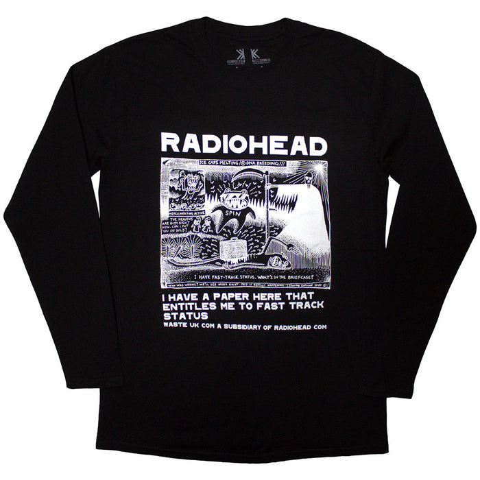 Radiohead Ice Caps Black Long Sleeve Medium T-Shirt