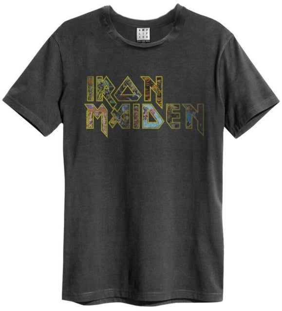 Iron Maiden Eddie Logo Amplified Charcoal Medium T-Shirt